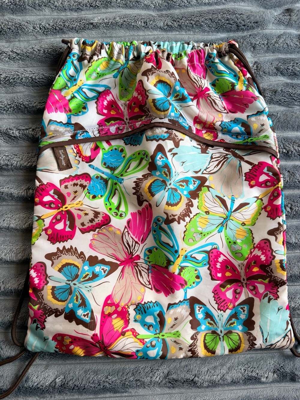 Thirty-One Flutter Butterflies Drawstring Cinch Backpack